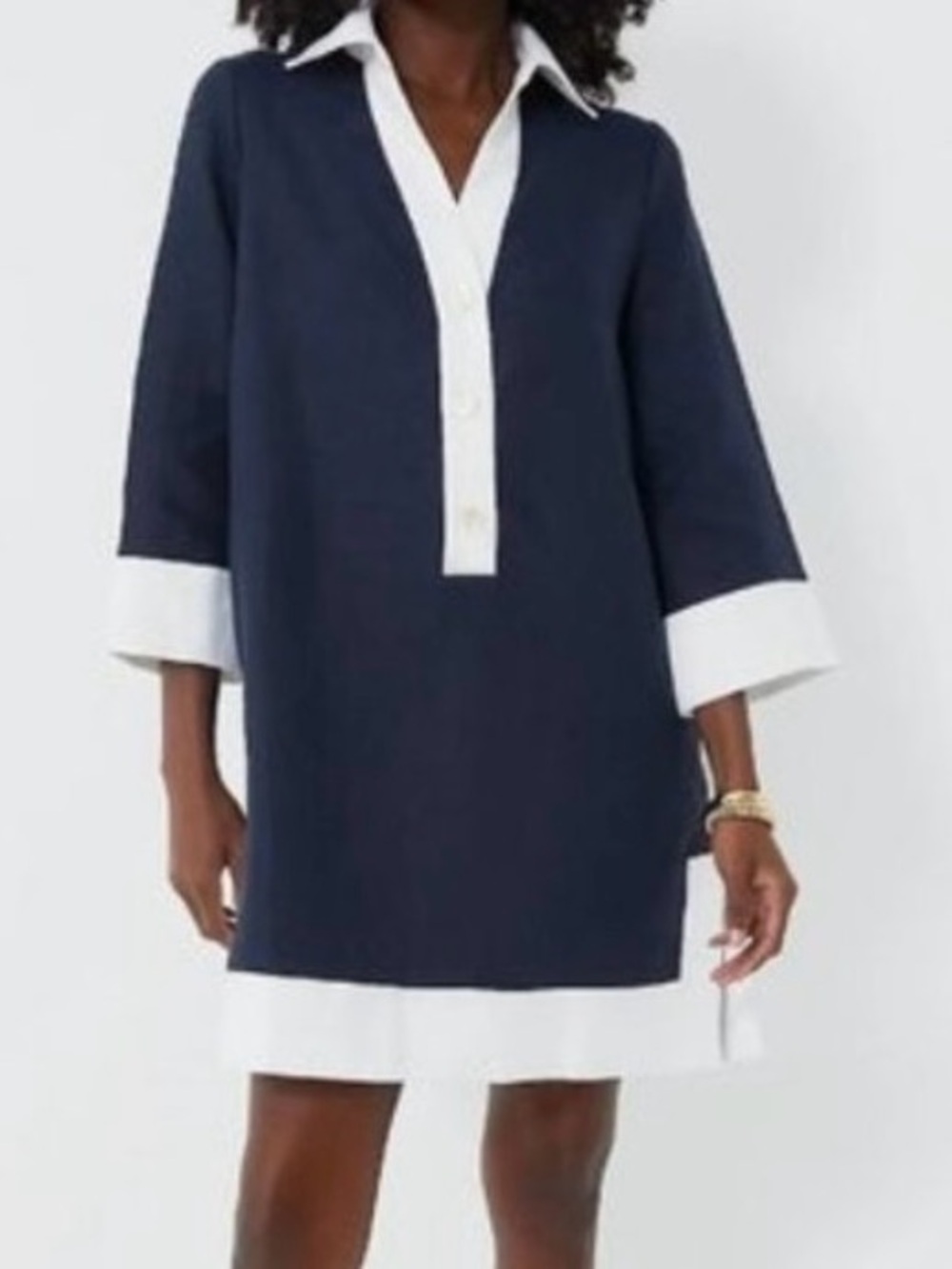 Tuckernuck Navy and White Contrast Trim Shift Dress